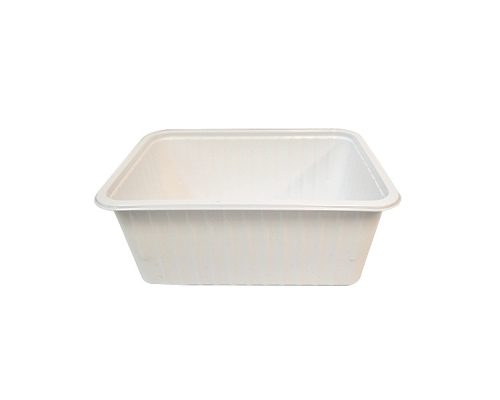 Műanyag szögletes alj 930-1000ml PP (TCS) fehér/natúr könnyített 50db/cs 400db/krt