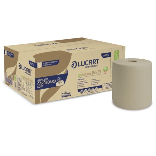 Lucart kéztörlő tek., ECONATURAL 155 ID, CardBoard 2rtg., natúr, 155m, 6tek/krt 