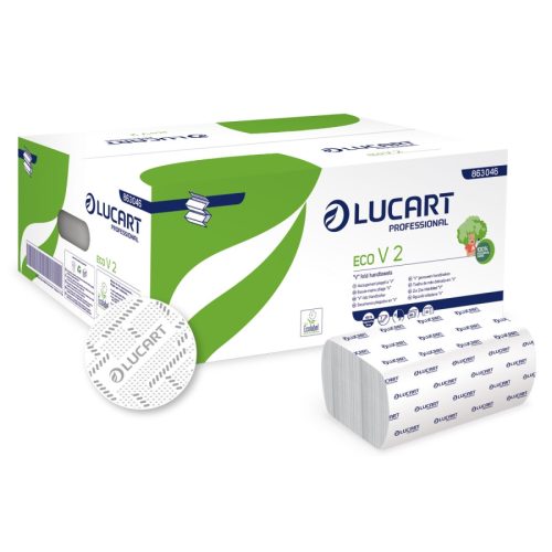 Lucart kéztörlő V hajt., ECO V2, 2rtg., fehér, 190lap/cs 20cs/krt