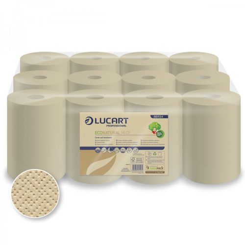 Lucart kéztörlő btk., ECONATURAL 14 CF , 2rtg., natúr 14cm , 12tek./cs