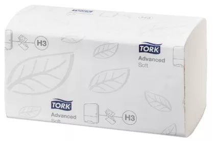 290143 Tork hajtogatott kéztörlő, 2 rtg, fehér,250lap/csom, H3 15 csom/#
