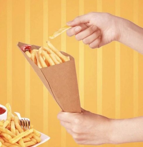 Sültkrumplis tölcsér, kraft, karton | 50 db/csomag