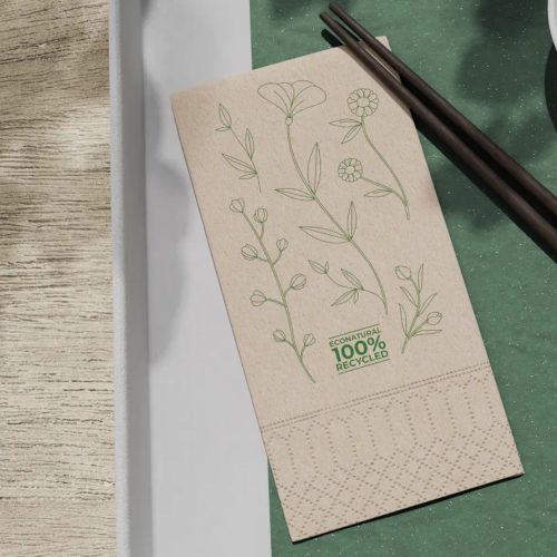 Szalvéta, Flora, 33x33, 1/8 hajtású, kétrétegű, Fiberpack papír, barna I 50 lap/cs