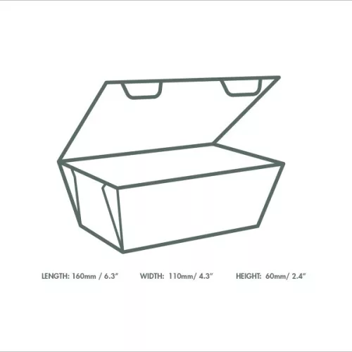 Lebomló prémium ételes doboz, kraft papír (16x11x6 cm), 300db/karton