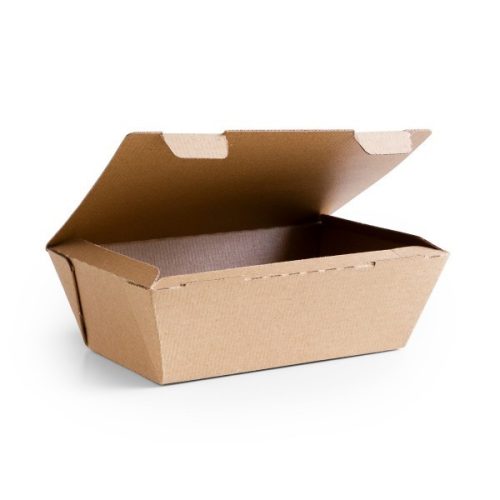 Lebomló prémium ételes doboz, kraft papír (19,5x13x6 cm), 250db/karton