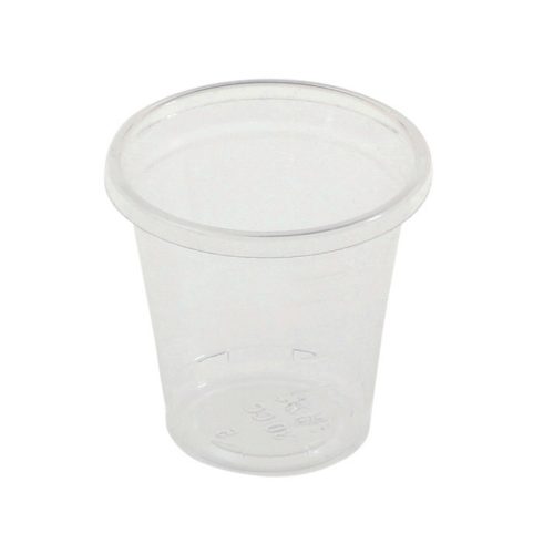 PLA röviditalos pohár kalibrációs jel nélkül, átlátszó (o 4,5 cm; 0,3 dl) I 100db/csomag