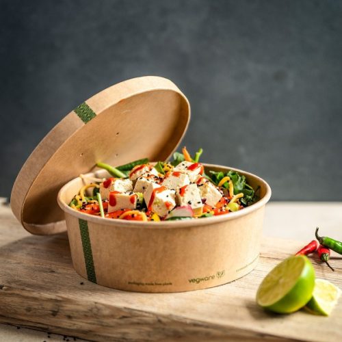 Lebomló tető családi ételtárolóra, papír, kraft, meleg ételekhez is | 50 db/csomag